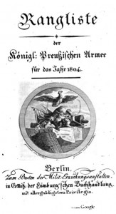 Deckblatt der Rangliste 1804