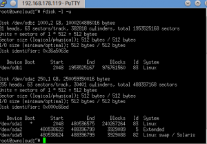 Anzeige der aktiven Partitionen mit fdisk