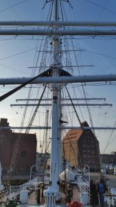 Blick auf Stralsund von der Gorch Fock I