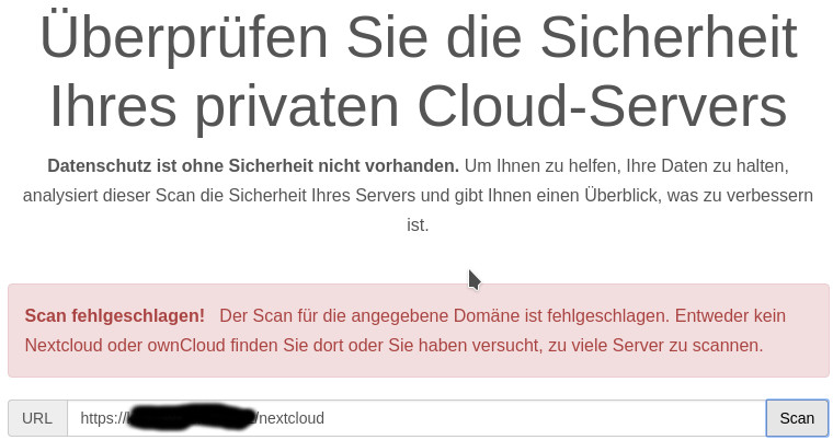 Ergebnis des Nextcloud Securityscan